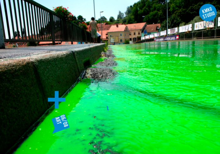 „Dilde~“: Grünes Wasser aus Bad Radkersburg.
