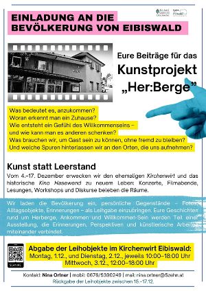 Einladung zur Beteiligung an Kunstprojekt, das Erinnerungen und Alltagsgegenstände in neuem Kontext zeigt.