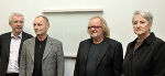 vlnr.: Peter Pakesch, Günter Brus, Kurt Flecker, Anni Brus