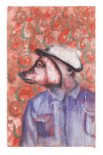 Schweinemann, Gouache auf Papier,  74 × 47 cm