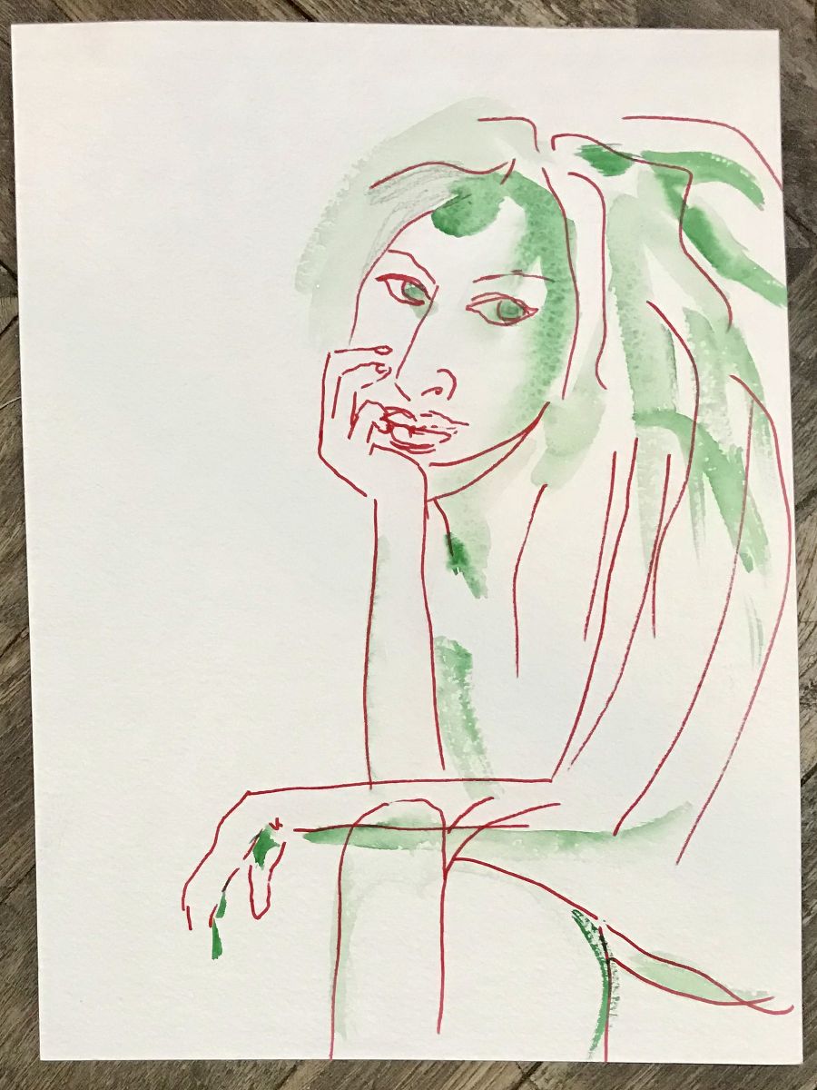 Amy - Auarell/ Farbstifte, 31,5 x 23 cm (2016)