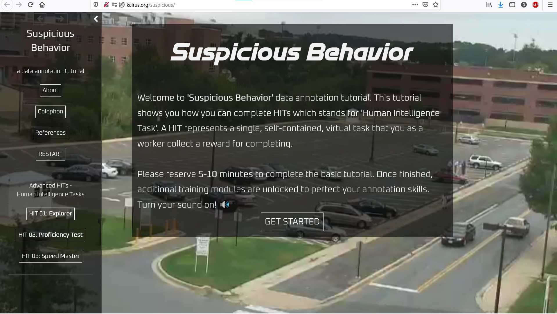 Screenshot "Suspicious Behavior" (2020), Startseite