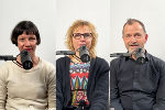 Petra Sieder-Grabner, Lydia Bißmann und Werner Schandor im Podcast-Studio "DAS POD" © DAS POD